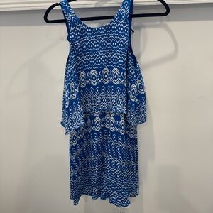 Dolce Vita Blue and White Patterned Sleeveless Silk Dress